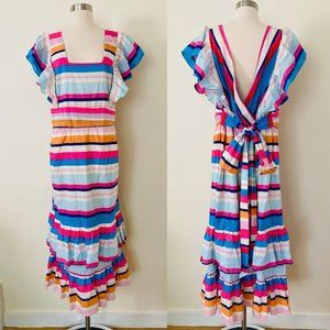 Anthropologie Plenty By Tracy Reese Ruffled Maxi Dress Rainbow Size 3X NWOT
